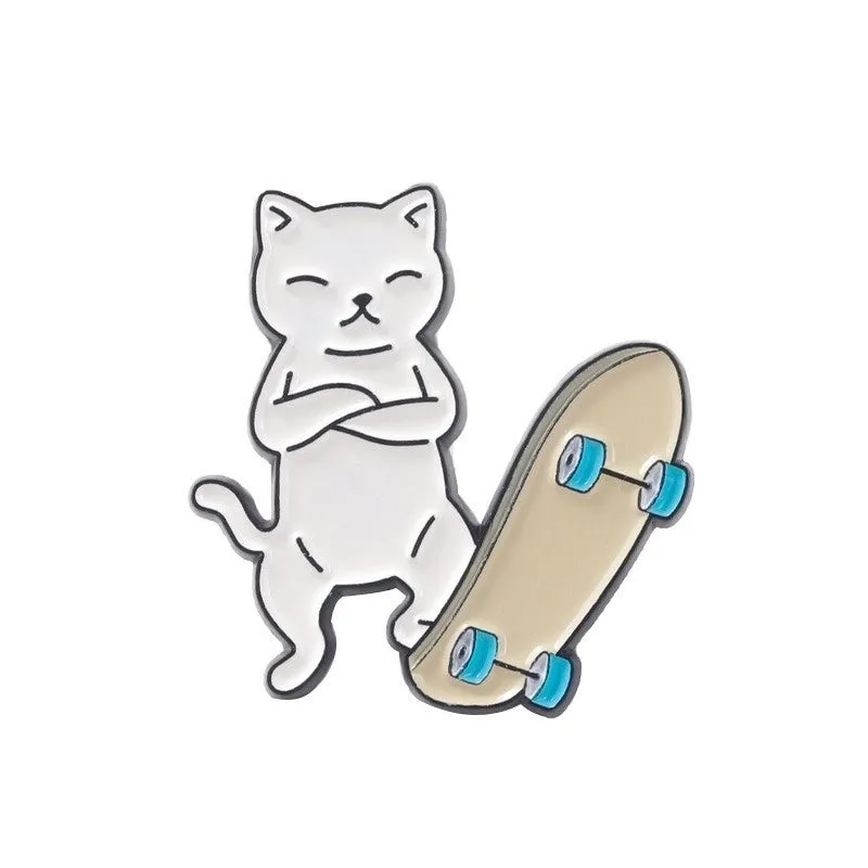 Cartoon Style Pin Cat Alloy Stoving Varnish Unisex Brooches