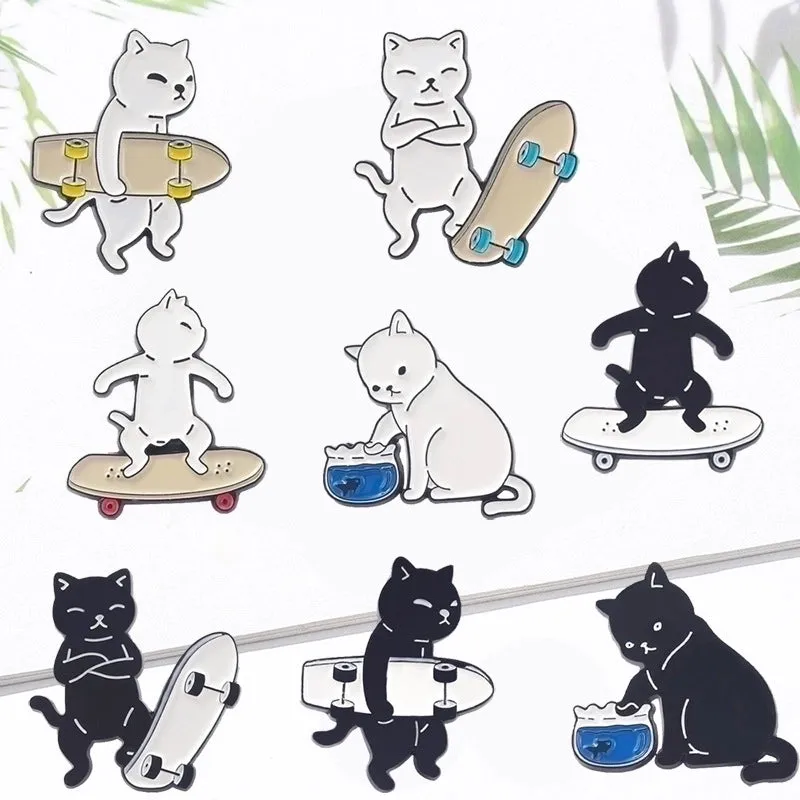 Cartoon Style Pin Cat Alloy Stoving Varnish Unisex Brooches