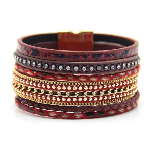 Christmas Gift Fashion Multilayer Leather Leopard Magnet Bracelet