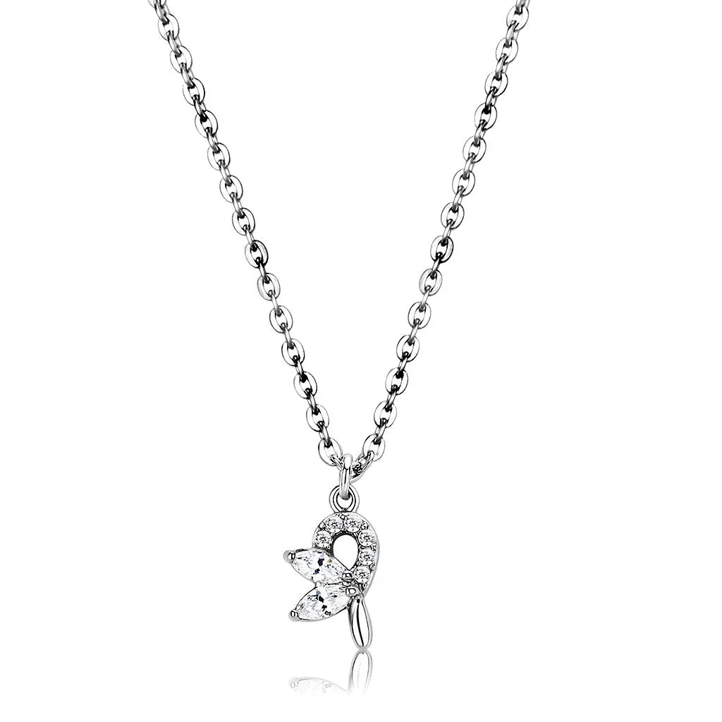 CJ088 Wholesale Women's Stainless Steel AAA Grade CZ Clear Chain Pendant