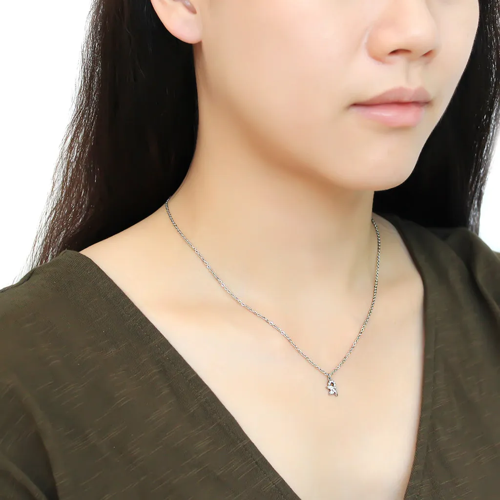 CJ088 Wholesale Women's Stainless Steel AAA Grade CZ Clear Chain Pendant