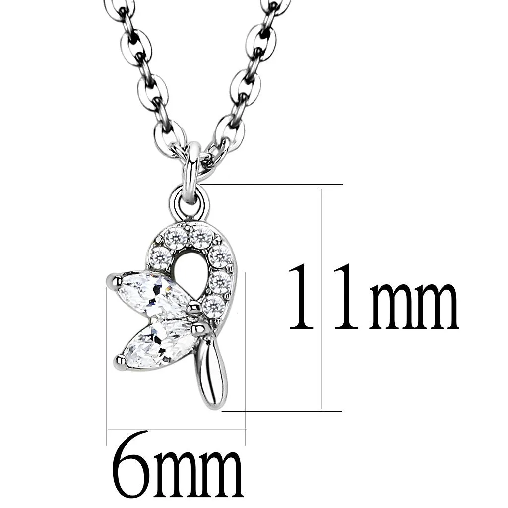 CJ088 Wholesale Women's Stainless Steel AAA Grade CZ Clear Chain Pendant