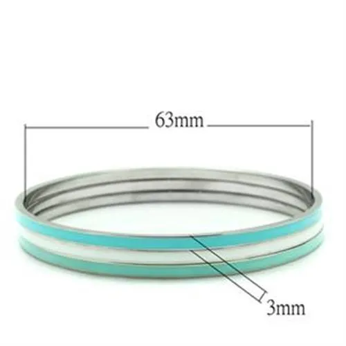 CJ242 Wholesale Women's Stainless Steel High polished Aqua & White Bangles