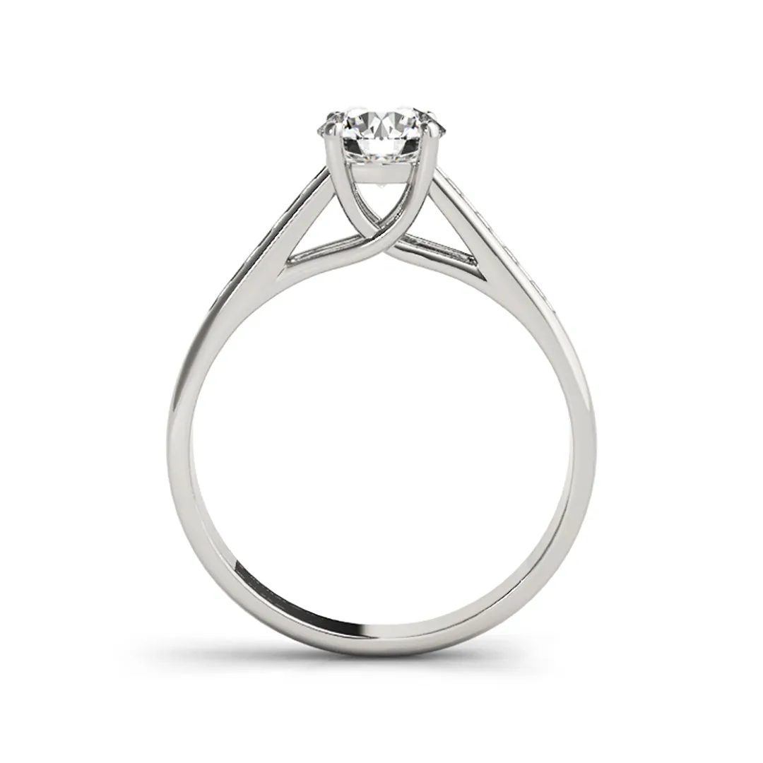 Classic Round Diamond Solitaire With Side Stones Engagement Ring(  0.58 CTW)