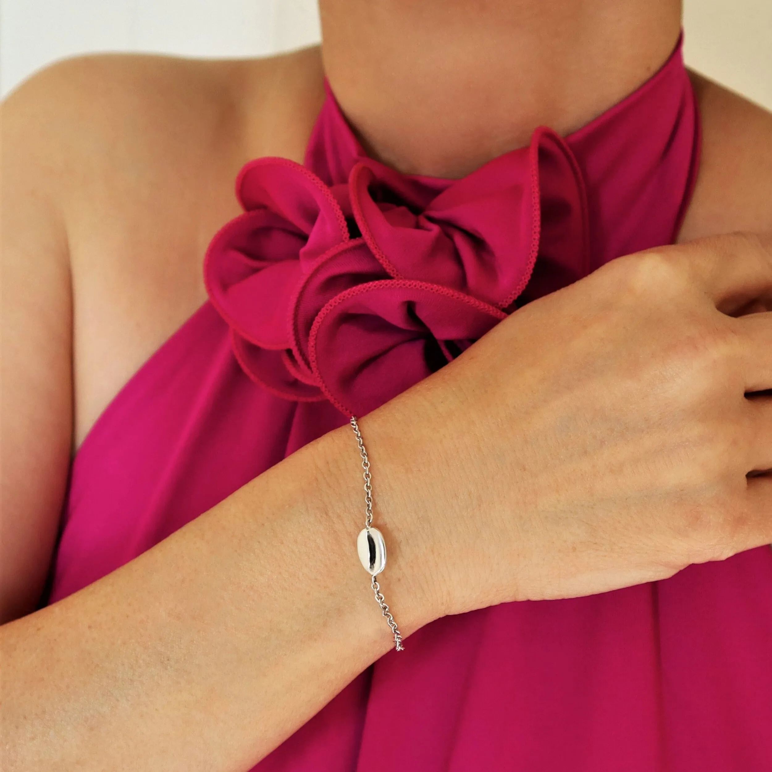 Coffee Lover 925 Sterling Silver Cocoa Bean Bracelet