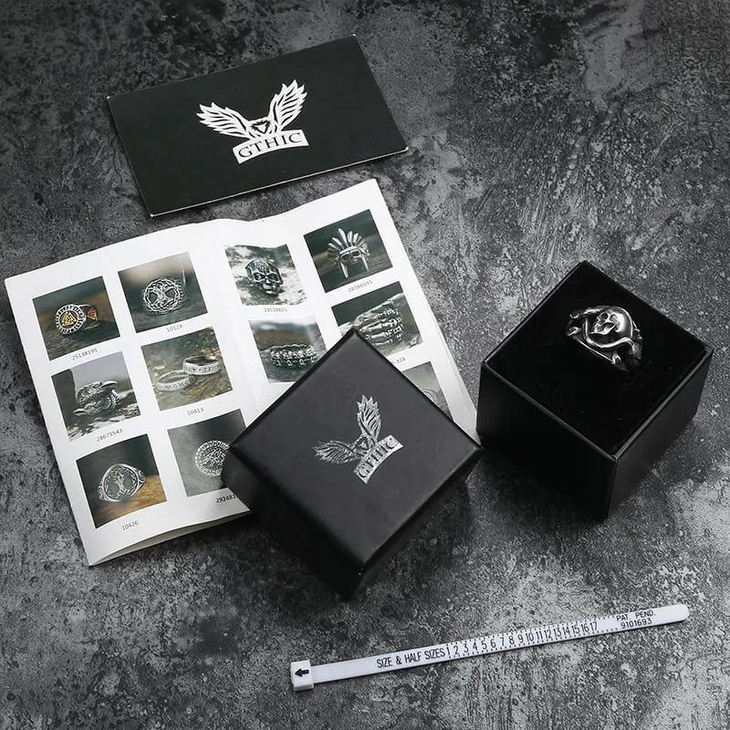Coiled Snake Stainless Steel Skull Ring