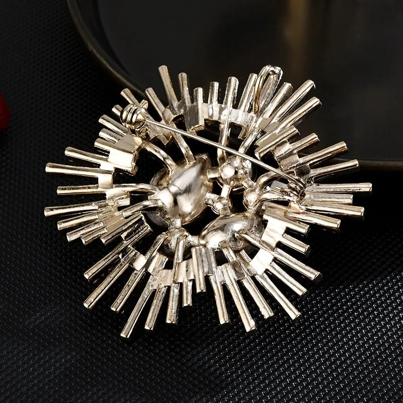 Copper Cubic Zirconia Brooch Women