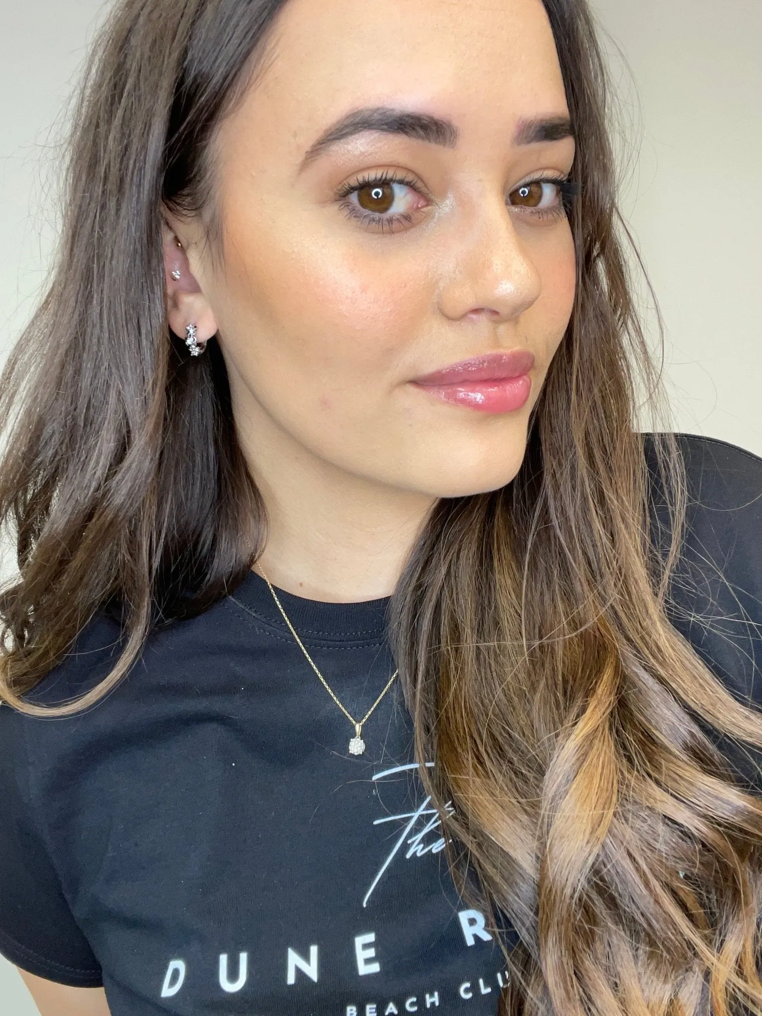 CRYSTAL STERLING SILVER FLOWER MINI HOOP EARRINGS