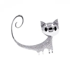 Cubic Zirconia Small Kitty Brooches For Women Copper Jewelry Animal Design Cat Pin Brooch