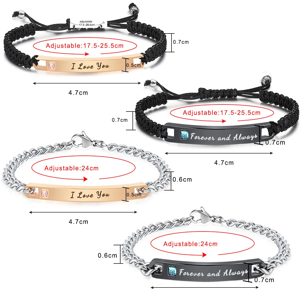 Custom Couple Bracelet for Your Lover, Personalized Couples Bracelets for Him,Her
