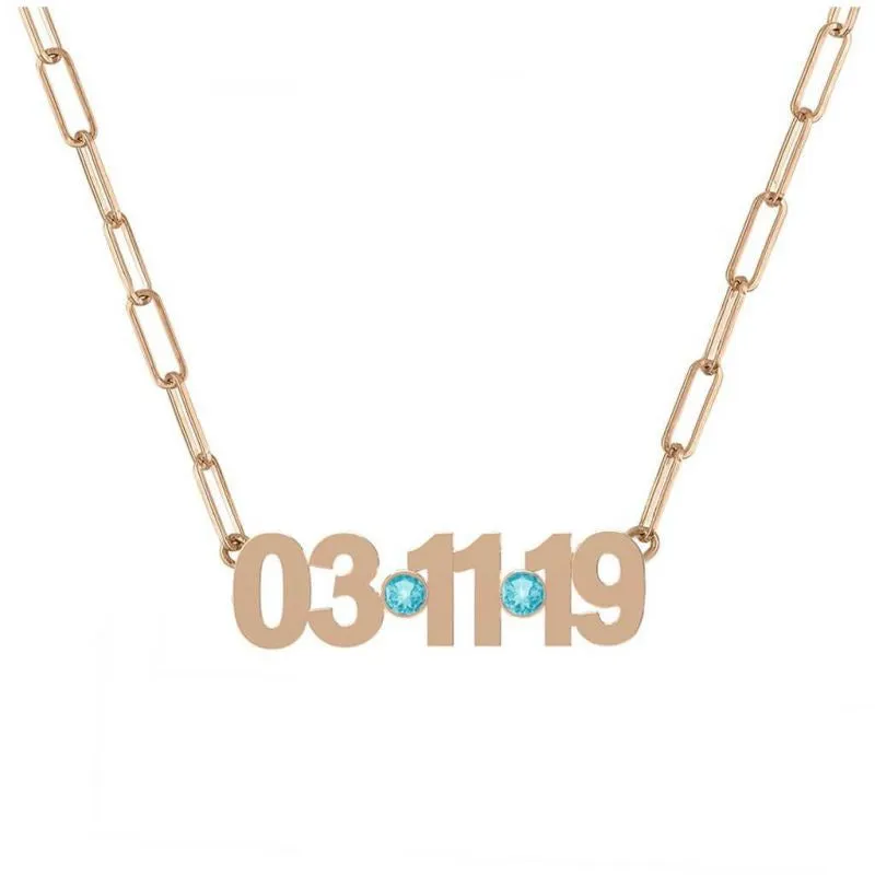 Customized Birth Date Minimalist Birthstone Necklace For Her