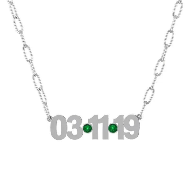 Customized Birth Date Minimalist Birthstone Necklace For Her