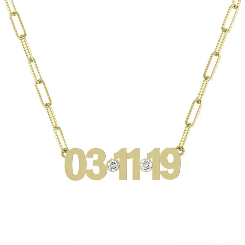 Customized Birth Date Minimalist Birthstone Necklace For Her