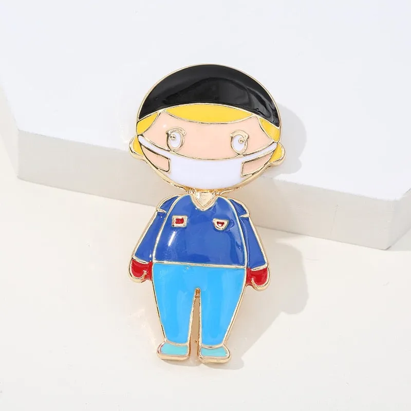 Cute Enamel Nurse Shape Pins Women Brooch