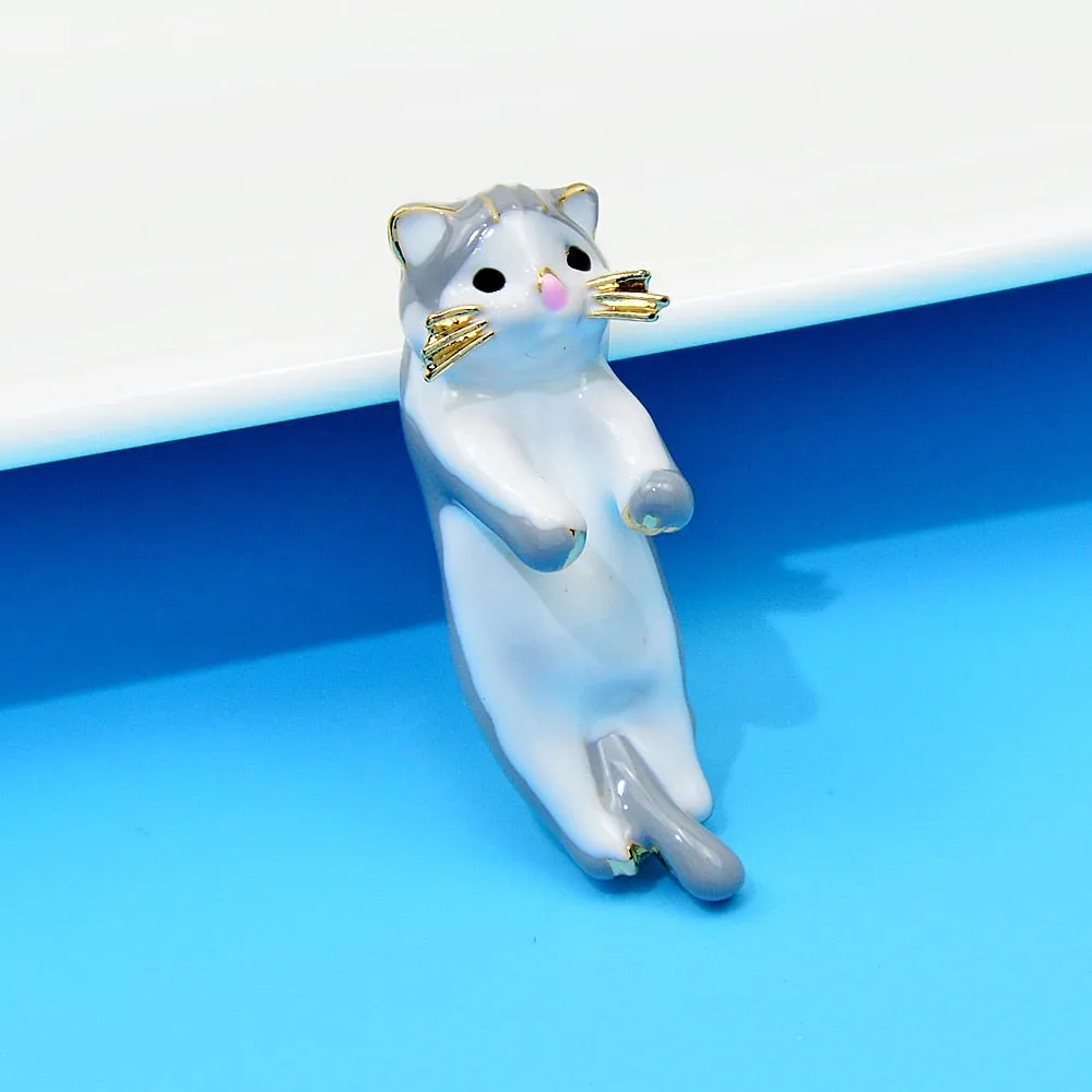 Cute Small Cat Puppet Brooch Pet Animal Pin Women And Men Jewelry