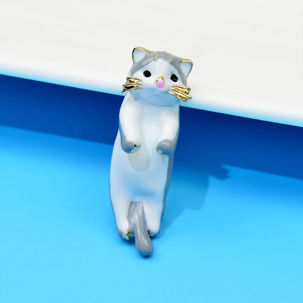 Cute Small Cat Puppet Brooch Pet Animal Pin Women And Men Jewelry