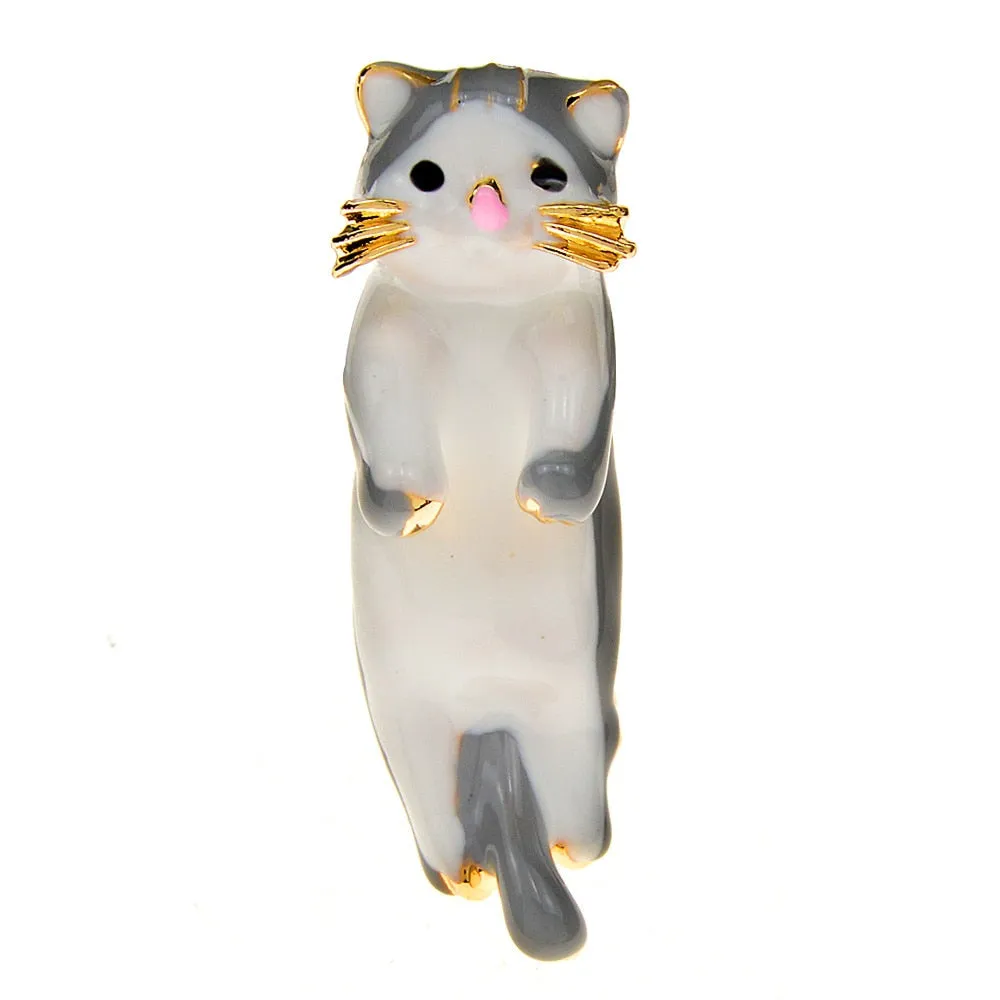 Cute Small Cat Puppet Brooch Pet Animal Pin Women And Men Jewelry