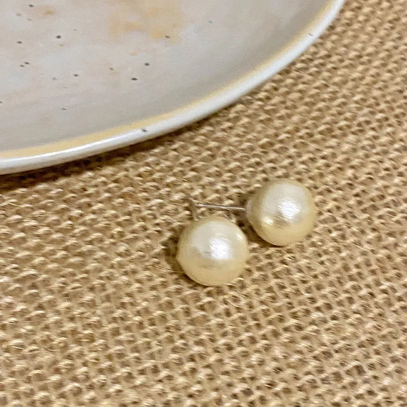 Earrings - Retro Cotton Pearl Earrings Women's French Style Earrings