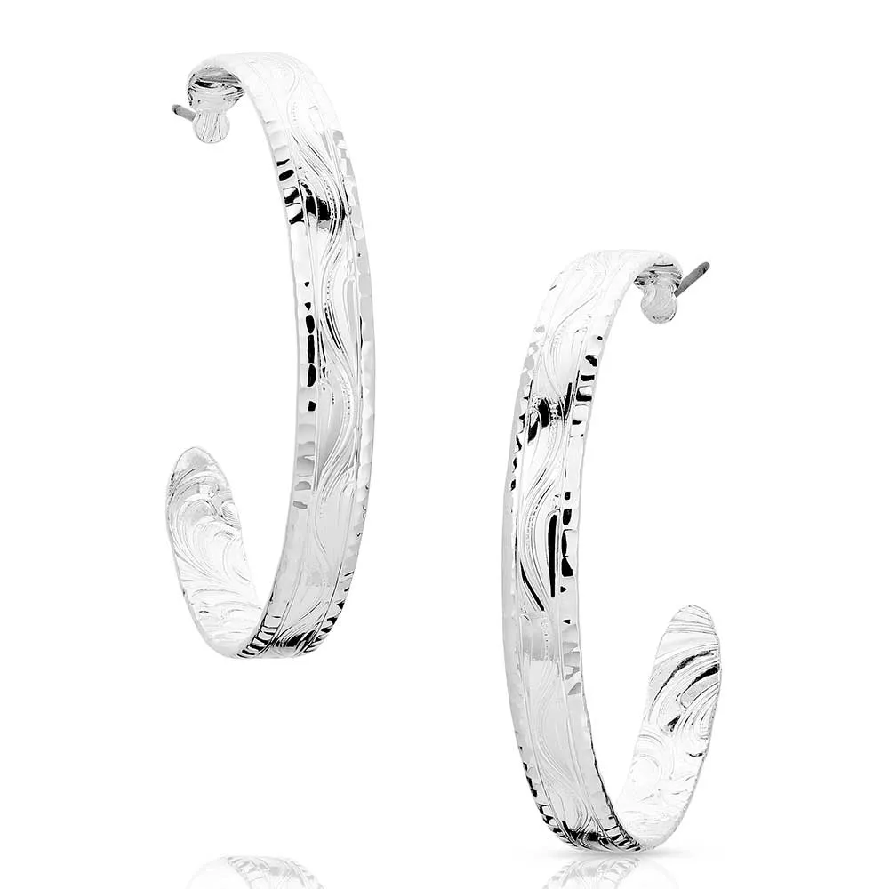 Elegance Chiseled Hoop Earrings