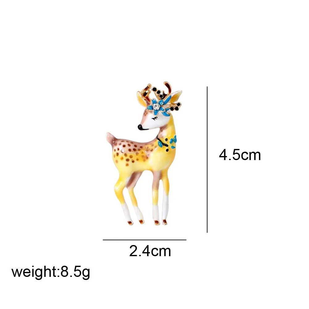 Enamel Cute Deer Brooches For Women Fashion Animal Pin Party Spring Jewelry