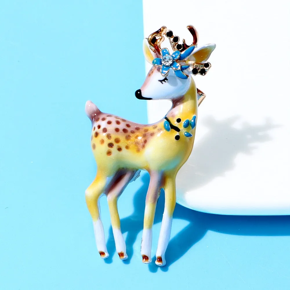 Enamel Cute Deer Brooches For Women Fashion Animal Pin Party Spring Jewelry