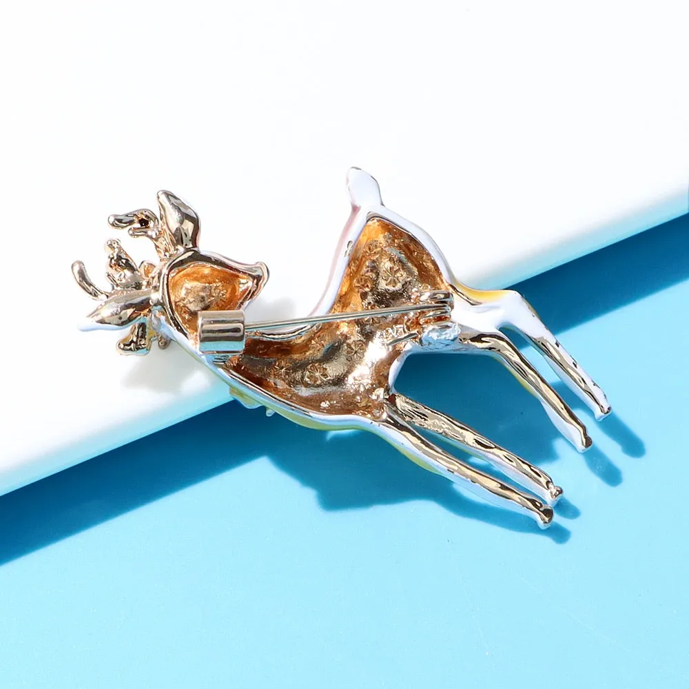 Enamel Cute Deer Brooches For Women Fashion Animal Pin Party Spring Jewelry