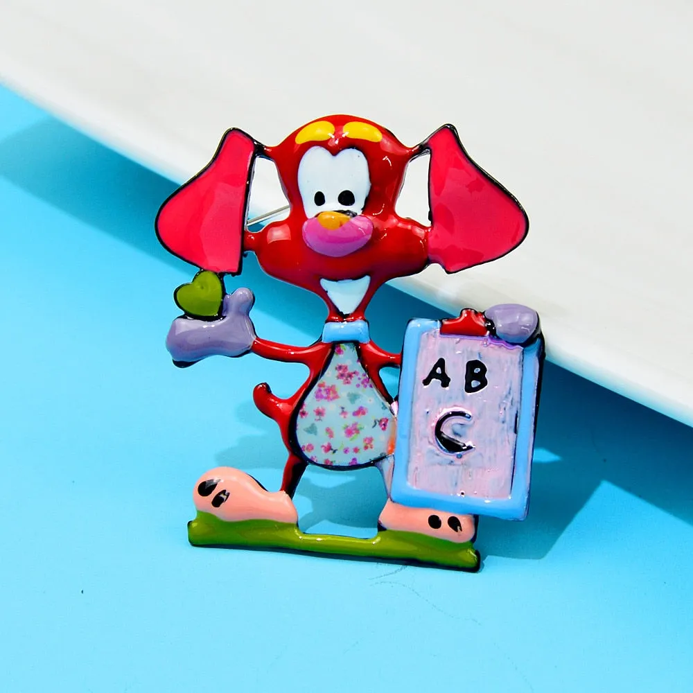 Enamel Cute Dog Brooches For Women