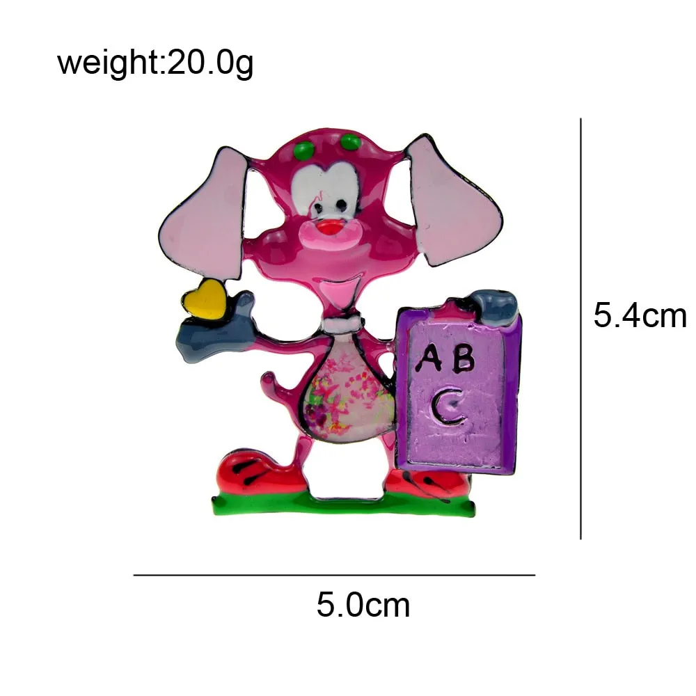 Enamel Cute Dog Brooches For Women