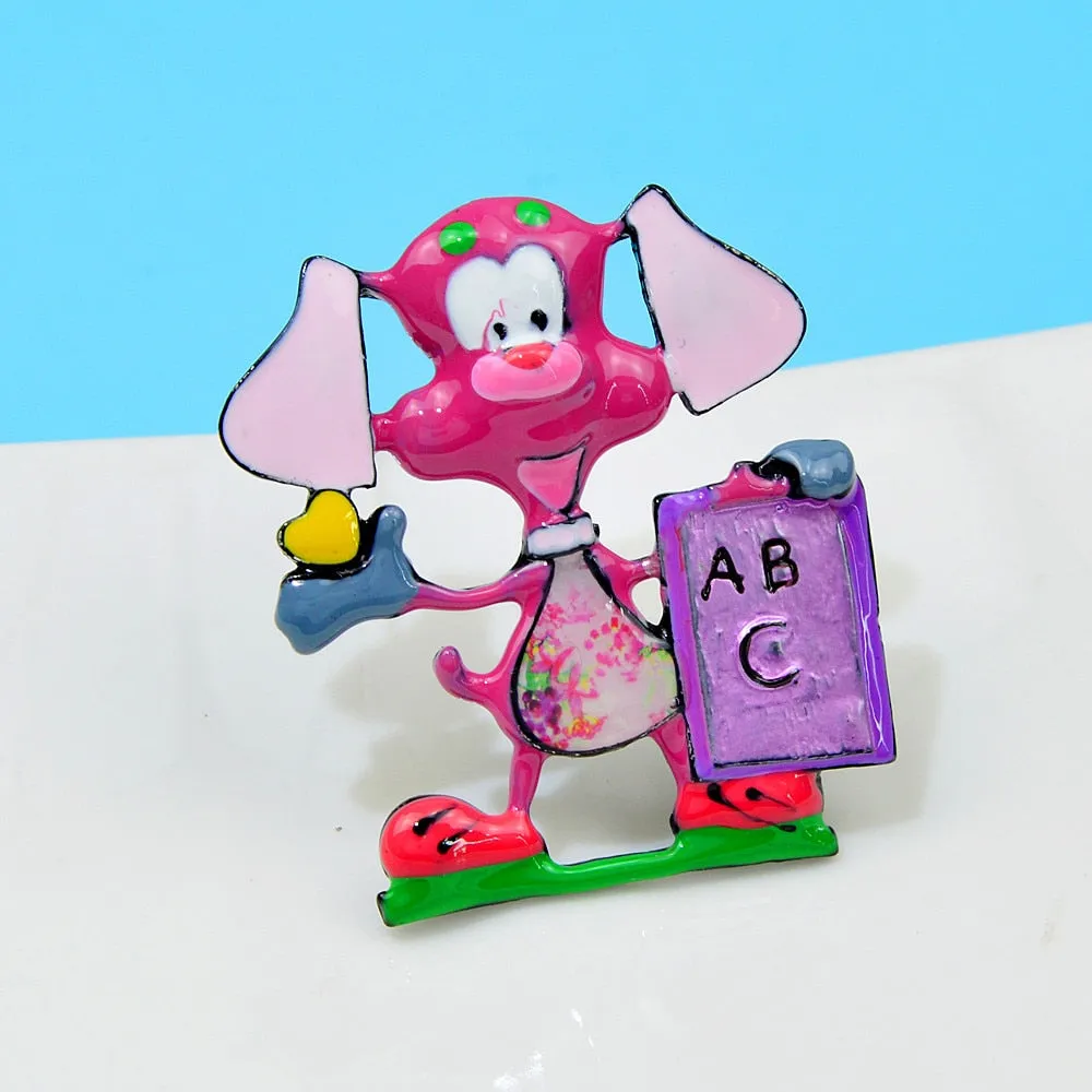 Enamel Cute Dog Brooches For Women