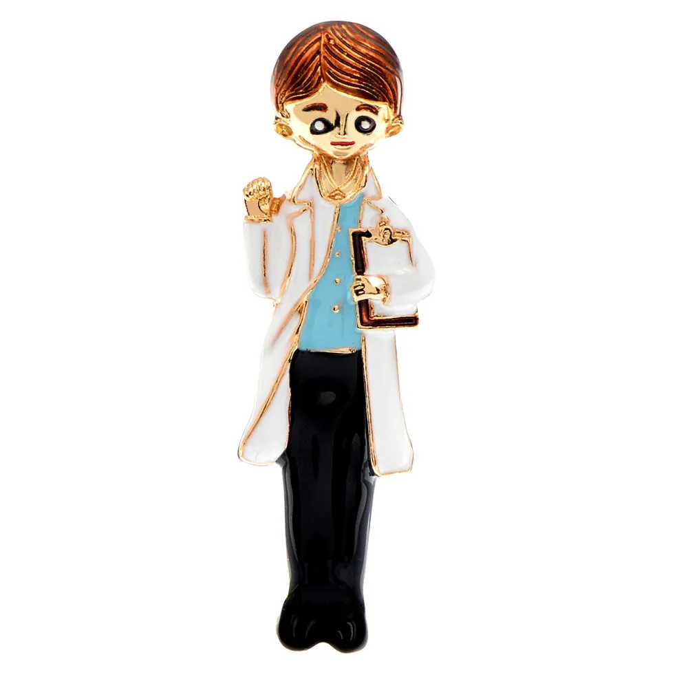Enamel Doctor Boy And Girl Brooches Medical Pin Beautiful Nurse Festival Jewelry