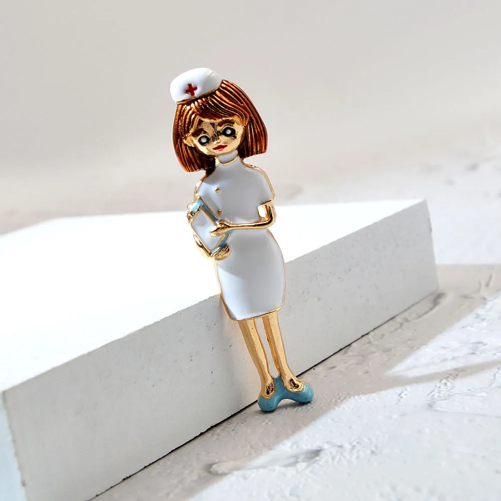 Enamel Doctor Boy And Girl Brooches Medical Pin Beautiful Nurse Festival Jewelry