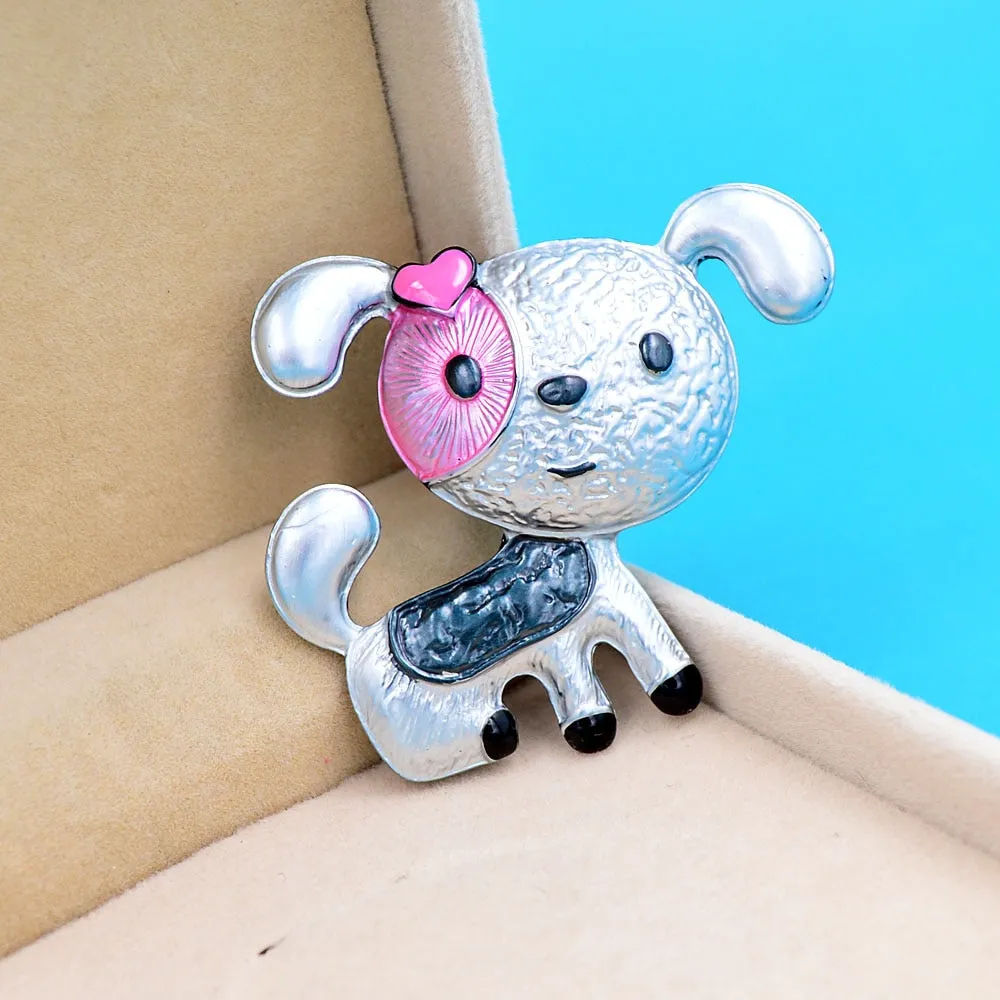 Enamel Dog Brooch Cute Puppy Brooches For Women