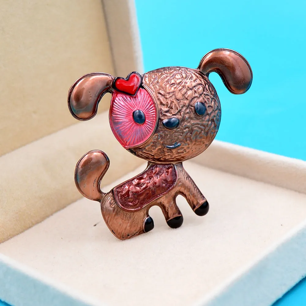 Enamel Dog Brooch Cute Puppy Brooches For Women