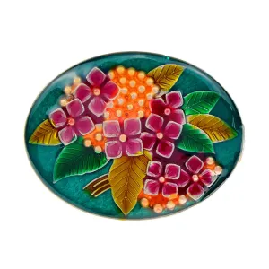 enamel flower oval shape brooches for women