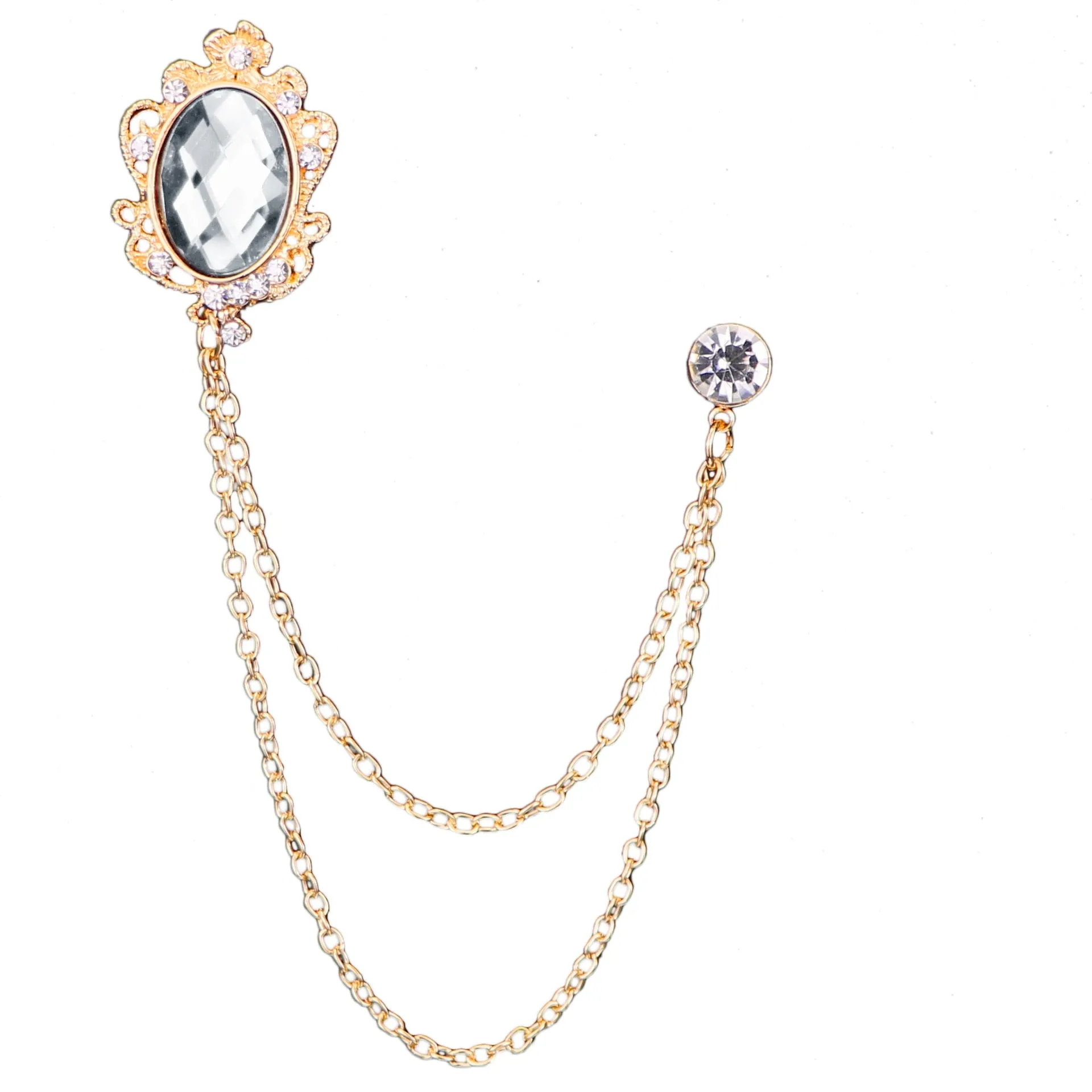 Fashion New Crystal Tassel Chain Brooches Personality Suit Badge Dress Corsage Brooch