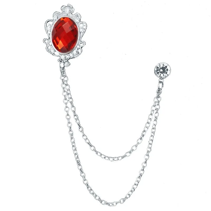 Fashion New Crystal Tassel Chain Brooches Personality Suit Badge Dress Corsage Brooch