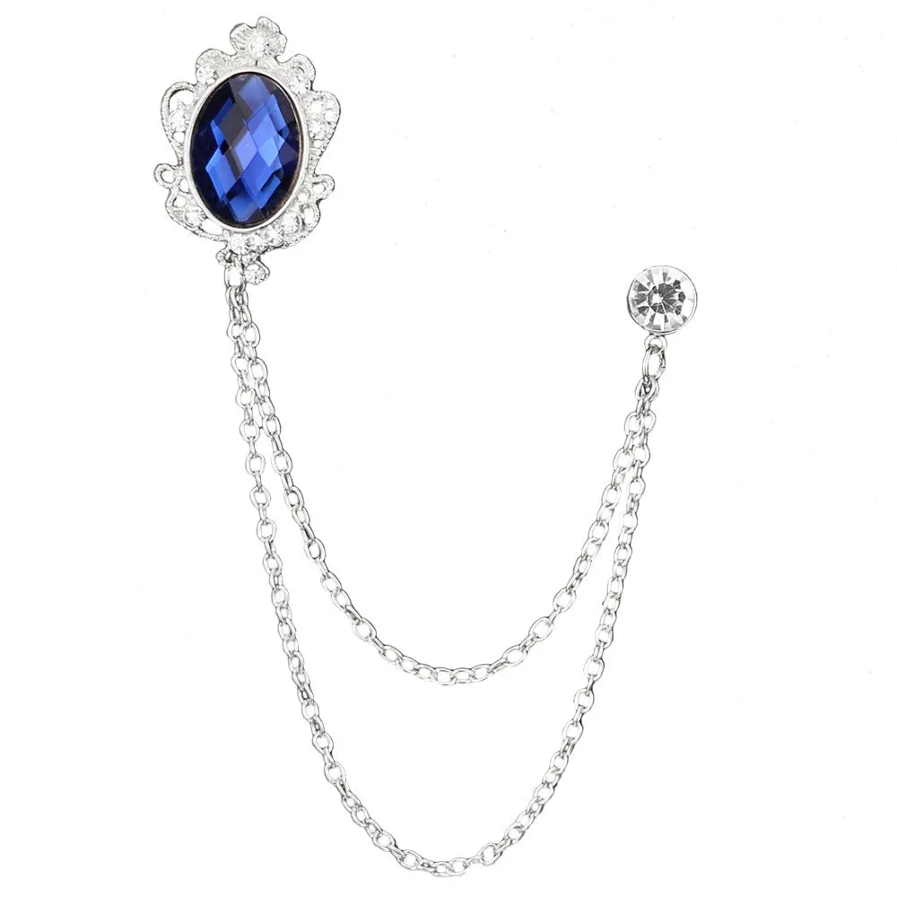 Fashion New Crystal Tassel Chain Brooches Personality Suit Badge Dress Corsage Brooch