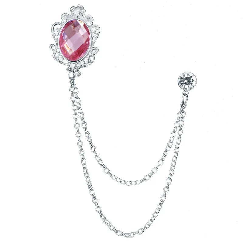 Fashion New Crystal Tassel Chain Brooches Personality Suit Badge Dress Corsage Brooch