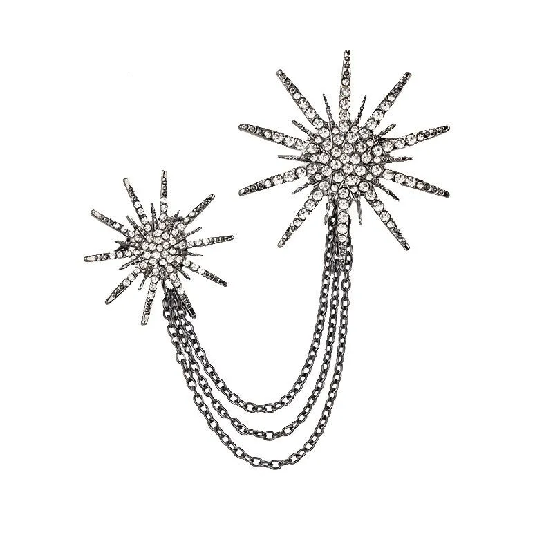 Fashion New Retro Metal Brooch Tassel Chain Men