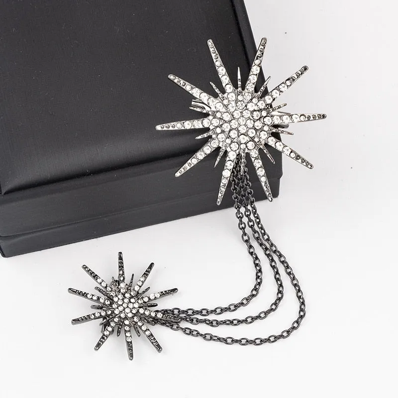 Fashion New Retro Metal Brooch Tassel Chain Men