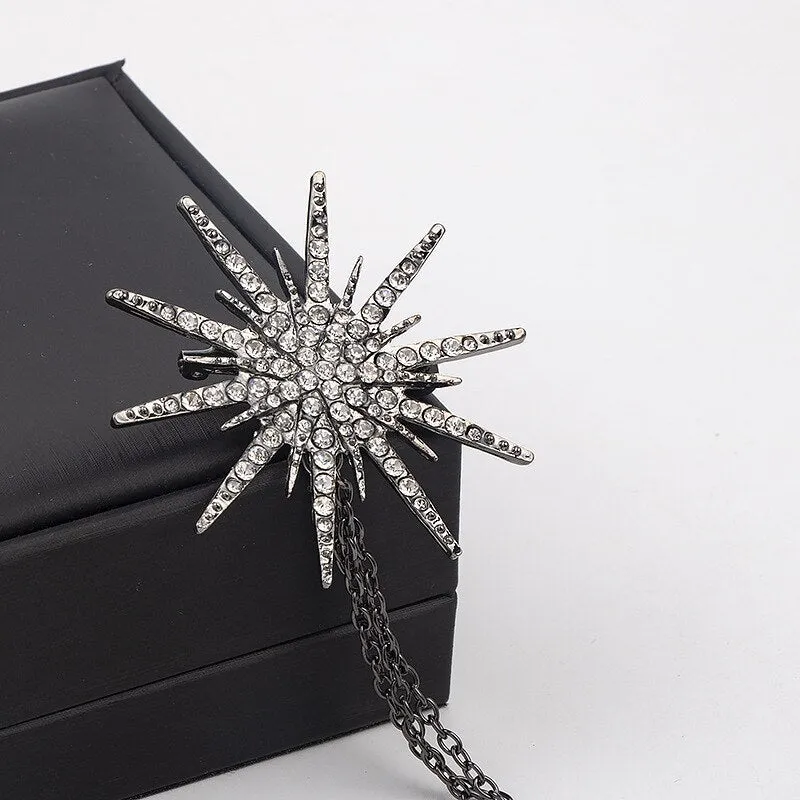 Fashion New Retro Metal Brooch Tassel Chain Men