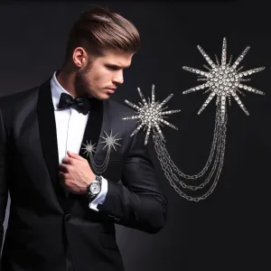 Fashion New Retro Metal Brooch Tassel Chain Men