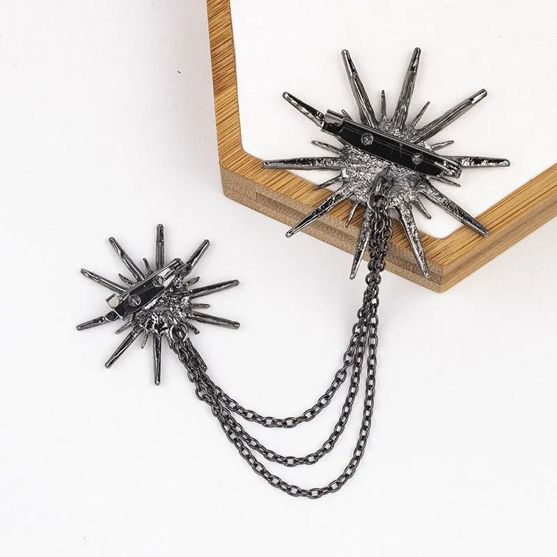 Fashion New Retro Metal Brooch Tassel Chain Men
