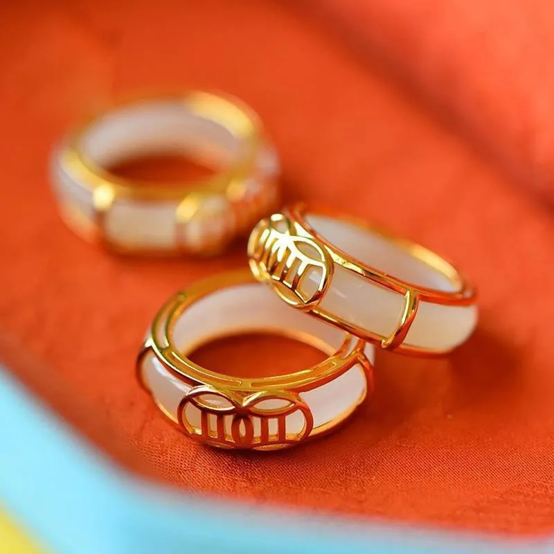 Feng Shui Hetian Jade Ancient Coin Ring