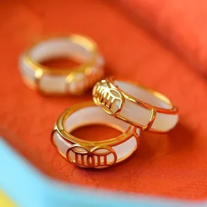 Feng Shui Hetian Jade Ancient Coin Ring