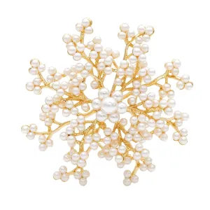 Full Pearl Flower Snowflake Brooches For Women Fashion Wedding Bouquet Dress Pin Gift