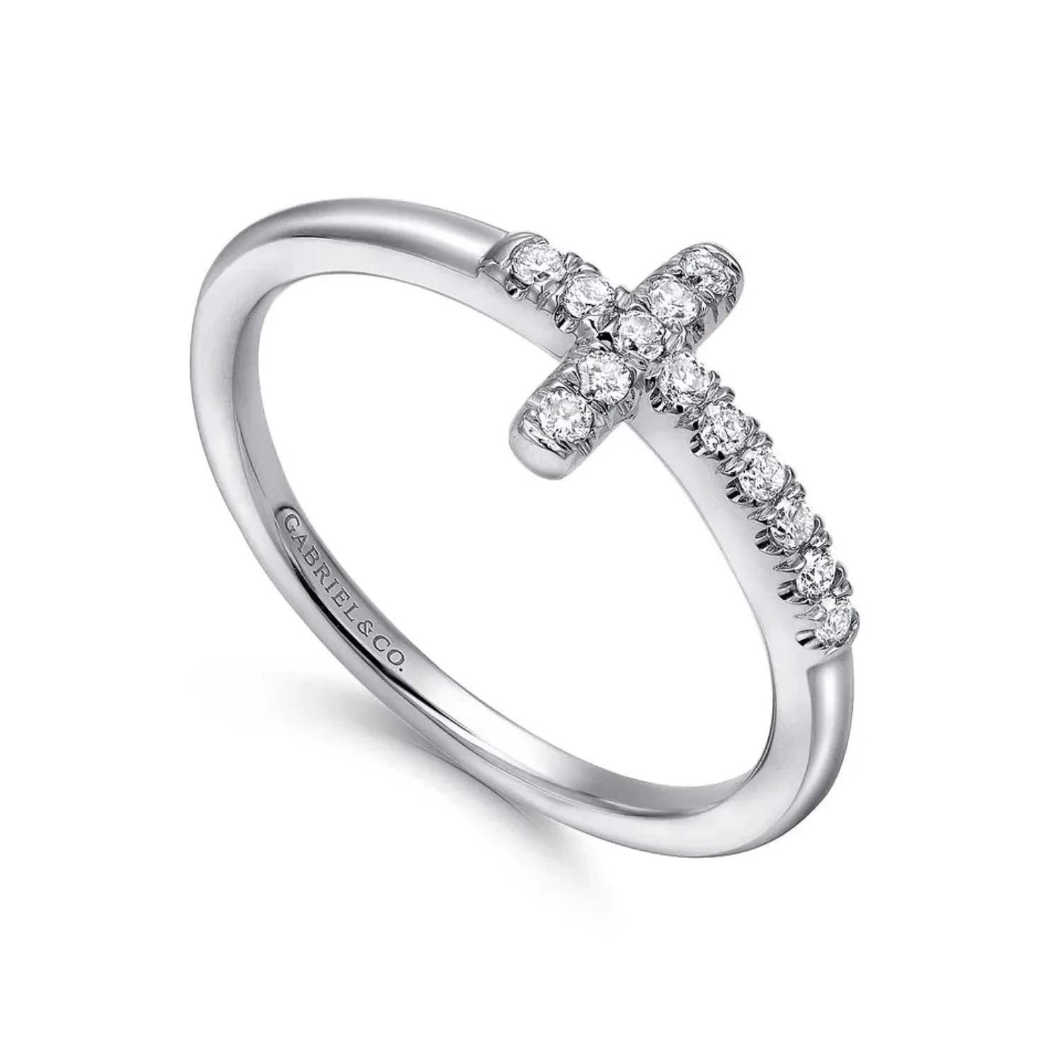 Gabriel & Co. Sideways Diamond Cross Ring