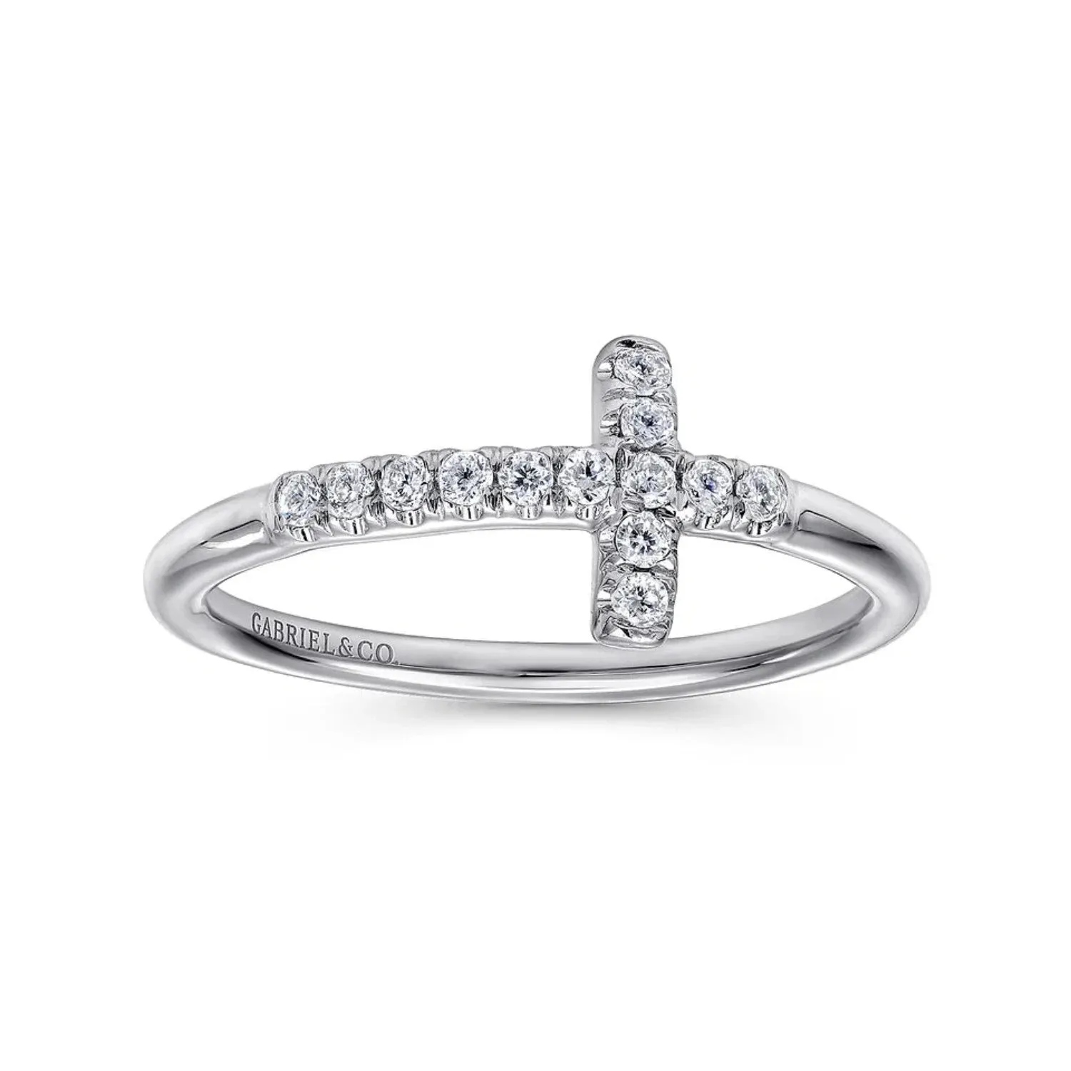 Gabriel & Co. Sideways Diamond Cross Ring