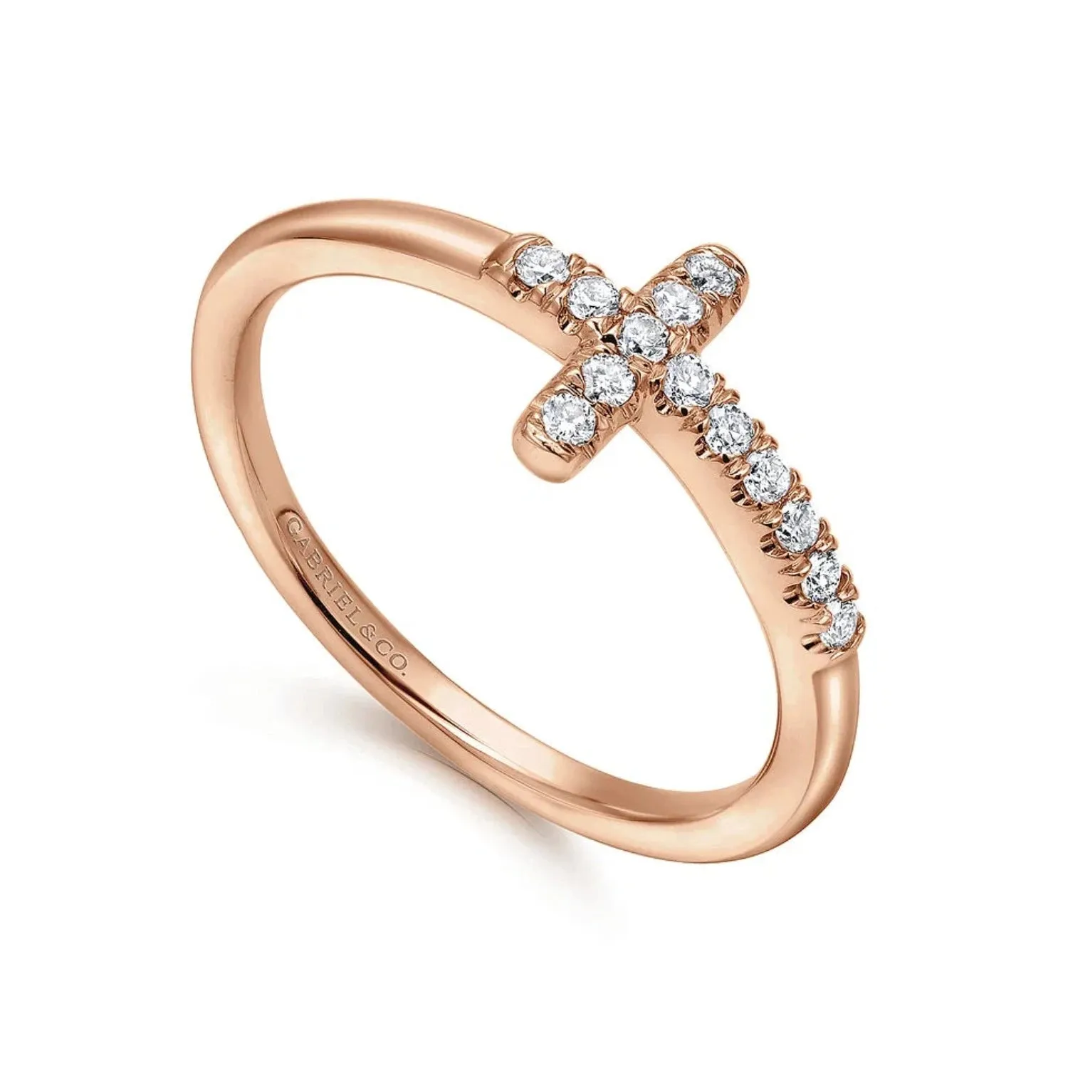Gabriel & Co. Sideways Diamond Cross Ring