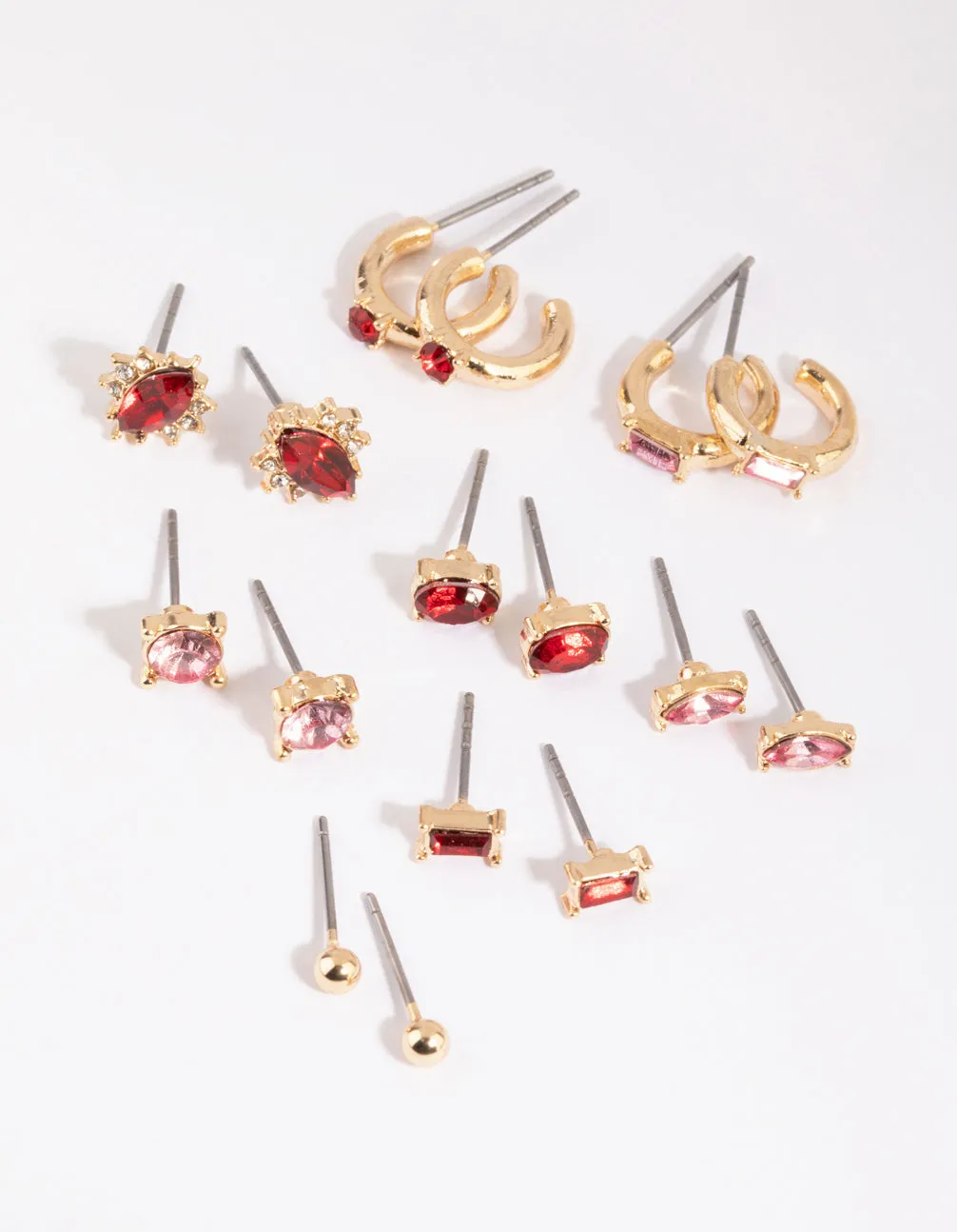 Gold & Red Earring 8-Pack